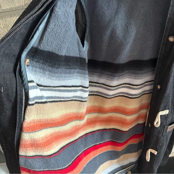 Denim Co Denim Removable Fleece Blanket Lined Toggle Button Pocket Coat Womens S - Picture 3 of 14